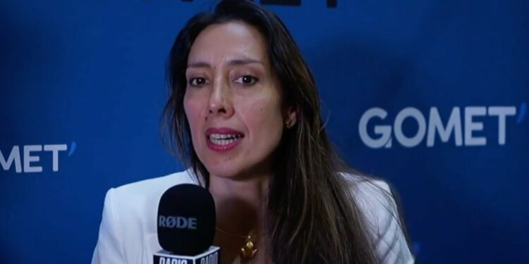 Marìa Paula Caycedo de l'EIT Urban Mobility à Marseille le 25 mai (Crédit Gomet'/Radio Cyclo)