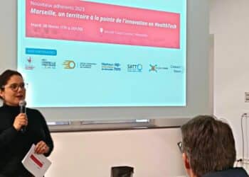 Emilie Royère, directrice d’Eurobiomed, lors du Biorézo, mardi 28 février 2023 (crédit : JRG / Gomet’)