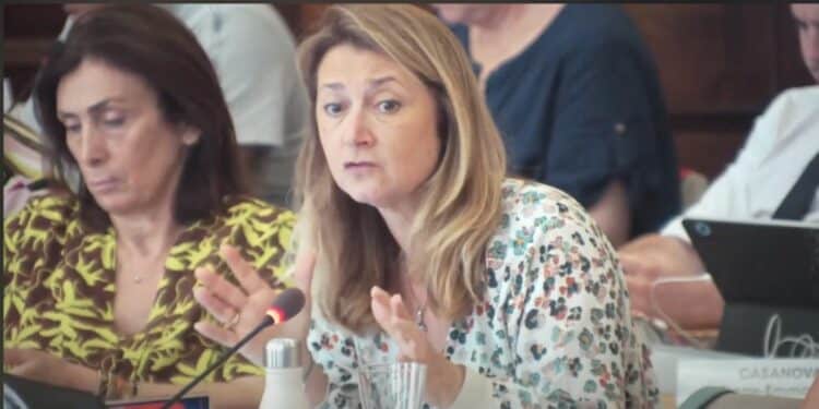 Anne-Laurence Petel lors du conseil municipal d'Aix vendredi 21 juillet (crédit capture d'écran Aix ma ville)