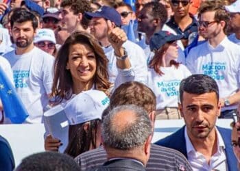 Sabrina Agresti-Roubache lors du meeting du candidat Emmanuel Macron en avril 2022 (crédit : JYD / Gomet')