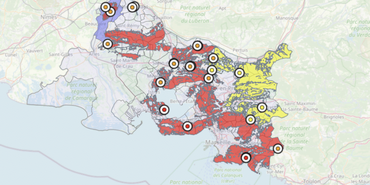 Carte de restriction aux massifs forestiers des Bouches-du-Rhône dimanche 6 août 2023 (Crédit préfecture 13)