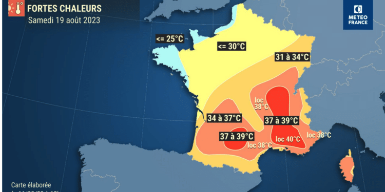 La canicule s'installe en Provence en ce milieu du mois d'août 2023 (Crédit Météo France)