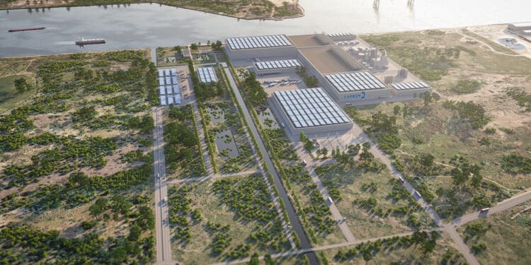 Le projet usine de Carbon sur la darse 1 des bains ouest du Grand port maritime de Marseille © Carbon