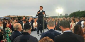 Emmanuel Macron au fort Saint-Jean lors de la dernière venue à Marseille en juin 2023 (crédit : Gomet')