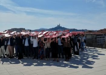 Inauguration de l'immeuble Newton Offices Saint-Charles depuis son toit-terrasse. (crédit : JRG / Gomet')