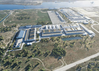 Visuel de la future usine de production d'hydrogène bas carbone et d'e-méthanol de H2V à Fos (crédit : H2V)