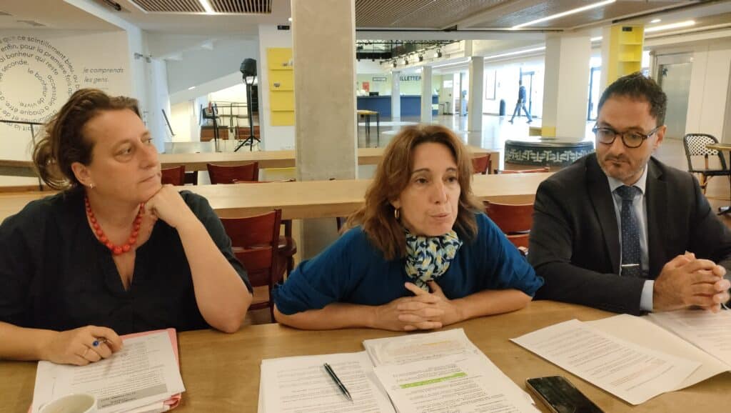 Les élus Olivia FOrtin, Sophie Camard et Yannick Ohanessian lors du point presse organisé à la Criée mercredi 11 octobre (crédit : JRG / Gomet')