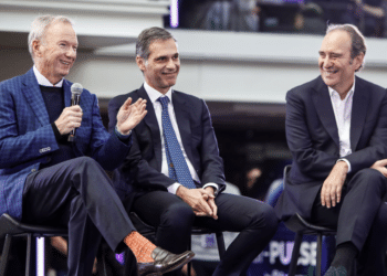 Eric Schmidt, Rodolphe Saadé et Xavier Niel (Crédit Iliad)