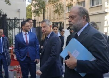 Éric Dupond-Moretti, le ministre de la Justice à son arrivée lundi 20 novembre 2023 au tribunal judiciaire de Marseille (Crédit Gomet'/JRG)