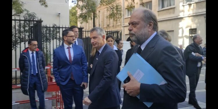 Éric Dupond-Moretti, le ministre de la Justice à son arrivée lundi 20 novembre 2023 au tribunal judiciaire de Marseille (Crédit Gomet'/JRG)