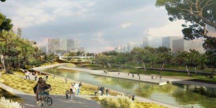 Perspective du futur parc du ruisseau des Aygalades (Crédit : Euromediterranée/Agence Leclerc)