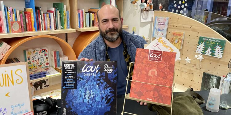 Julien Neel, auteur de Lou ! à la librairie Le petit Pantagruel (Marseille) pour une séance de dédicaces, le 5 décembre 2023