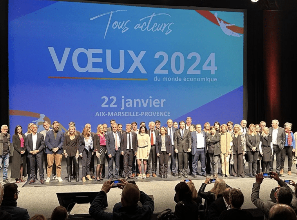 Le Collectif Tous acteurs lors des voeux de la CCI AMP lundi 22 janvier 2024 (Crédit DR)