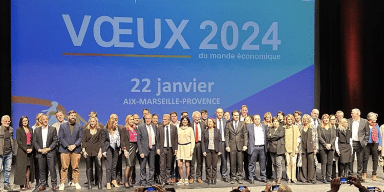 Le Collectif Tous acteurs lors des voeux de la CCI AMP lundi 22 janvier 2024 (Crédit DR)