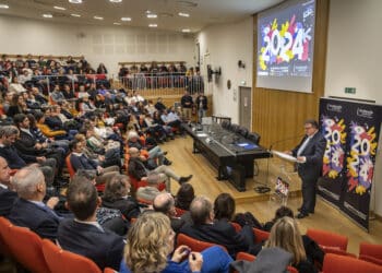 Eric Berton, le président d'Aix-Marseille Université, le 10 janvier 2024 lors de son discours des voeux (Crédit AMU)