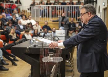 Eric Berton, le président d'Aix-Marseille Université, le 10 janvier 2024 lors de son discours des voeux (Crédit AMU)