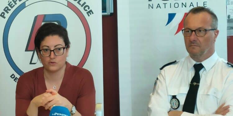 La préfète de police Frédérique Camilleri et Cédric Esson lors d'une conférence de presse mardi 16 janvier (crédit : JRG / Gomet')