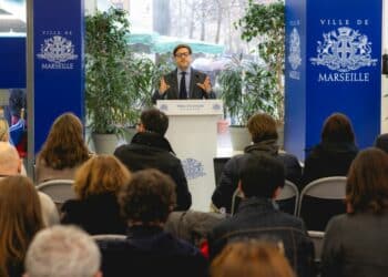 Benoît Payan durant ses vœux à la presse (crédit : Ville de Marseille)