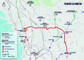 Tracé du BHNS B4 - Marseille (Source MAMP)