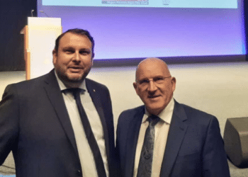 Nicolas Férand, Président de l'Ordre des Experts Comptables et Jean-Pierre Patou, Président de la Compagnie régionale des Commissaires aux Comptes, le 16 janvier 2024 à Marseille, crédit Gomet