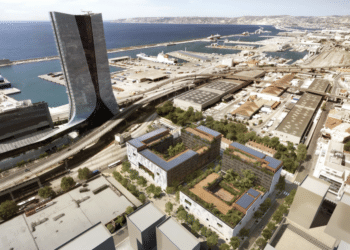 Visuel de la cité scolaire internationale vue du ciel (Crédit Académie Aix-Marseille)