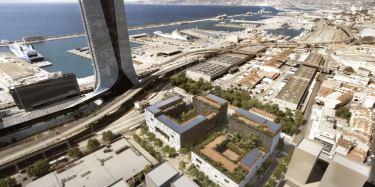 Visuel de la cité scolaire internationale vue du ciel (Crédit Académie Aix-Marseille)