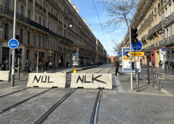 La circulation des tramways est coupée entre la place Sadi Carnot et la Joliette dans les deux sens (Crédit Gomet')