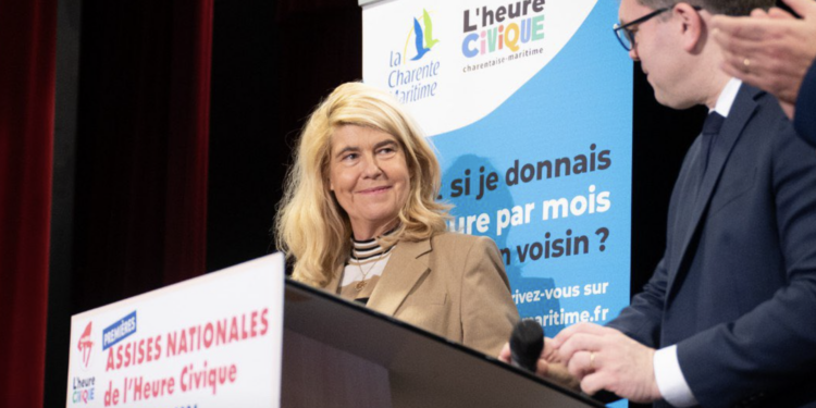 Dominique Faure, la ministre déléguée aux collectivités territoriales et à la ruralité lance le 29 février L'heure civique (Crédit @FaureDominique)