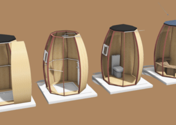 Prototypes des cabinets wc d'Aurae Cocoon (crédit photo : Aurae Cocoon)