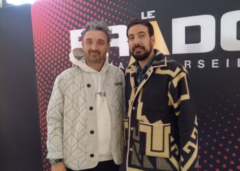 Edouard Pluvieux et Maxime Gasteuil au cinéma Le Prado (crédit photo : Adrienne Bagdadlian)