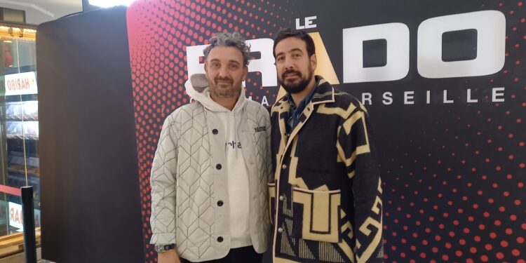 Edouard Pluvieux et Maxime Gasteuil au cinéma Le Prado (crédit photo : Adrienne Bagdadlian)