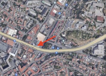 Le boulevard Plombières avec la localisation de la coupure de circulation. Source : Google Map/Gomet'