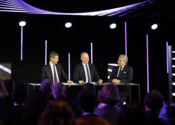 Rodolphe Saadé président de CMA CGM, Martin Lundstedt, CEO Volvo Group et Luca de Meo, CEO Renault Group. © Christel Sasso