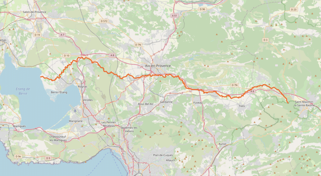 Le parcours de l'Arc (source Open Street Map)