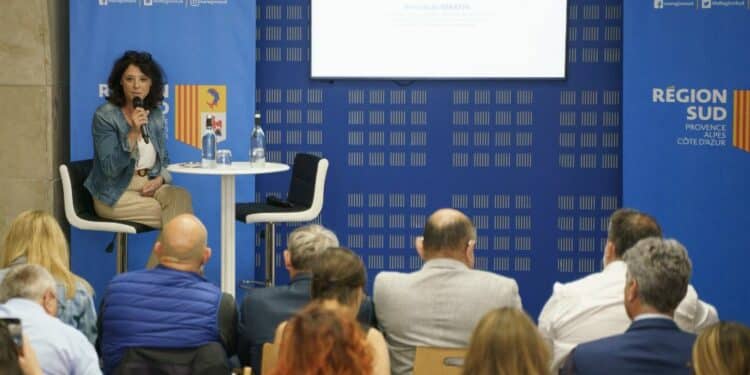 La nouvelle présidente de la Société du Canal de Provence, Bénédicte Martin, a dressé le bilan, vendredi 17 mai, un an après l'adoption du plan or Bleu (crédit : Pierre-Emmanuel Trigo / Région Sud)