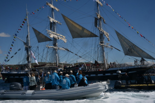 Le Belem au large de l'Estaque mercredi 8 mai 2024. Crédit : JRG / Gomet')