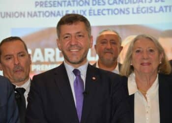 Les députés Franck Allisio et Joëlle Mélin (premier plan) lors d'une conférence de presse organisée vendredi 16 juin (crédit : JRG / Gomet')