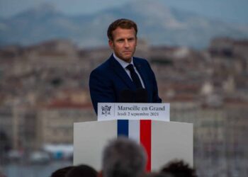 Emmanuel Macron le 2 septembre 2021 à Marseille. Crédit JY Delattre/Gomet'