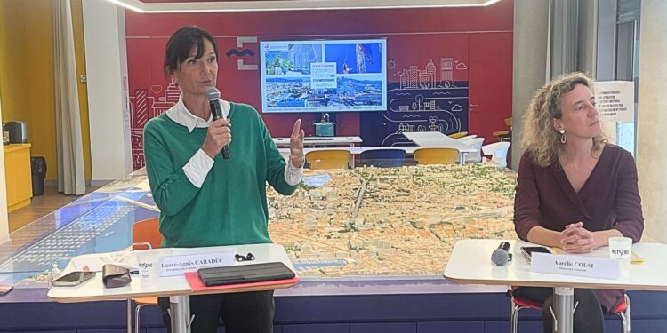 La présidente d'Euroméditerranée Laure-Agnès Caradec et sa directrice générale Aaurélie Cousi (crédit : JRG / Gomet')