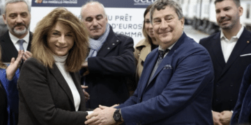 Carlo Monticelli, le gouverneur de la CEB et Martine Vassal, présidente de la Métropole (Crédit David Girard / MAMP)