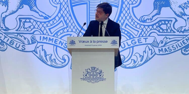 Benoît Payan lors de ses voeux à la presse (crédit : JRG / Gomet')