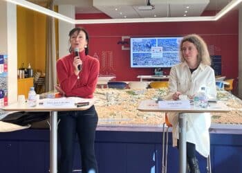 La présidente d'Euroméditerranée Laure-Agnès Caradec et la directrice générale Aurélie Cousi, jeudi 6 février (crédit : JRG / Gomet')