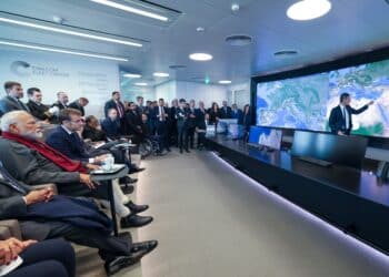 Narendra Modi et Emmanuel Macron ont évoqué le corridor Imec depui le fleet-center de CMA-CGM (crédit DR via @Narendramodi sur X)