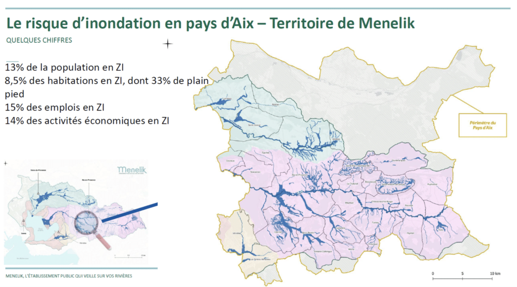 Les zones inondables en pays d'Aix vues par Menelik