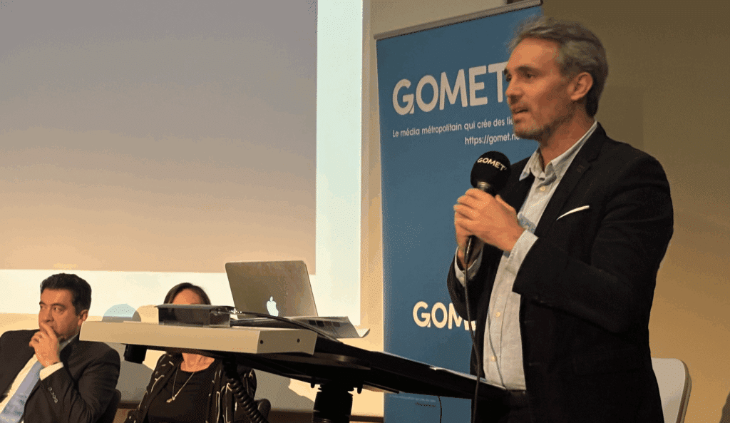 Fabien Pérez intervient lors des 2e rencontres de la finance verte et solidaire organisées à Marseille le 22 novembre 2024 (Crédit Gomet')
