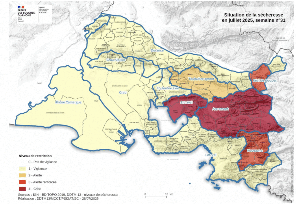 carte sécheresse Bouches-du-Rhône
