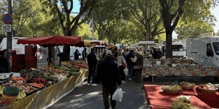 Le grand marché en plein air boulevard des Lices chaque samedi matin à Arles (Crédit Gomet')