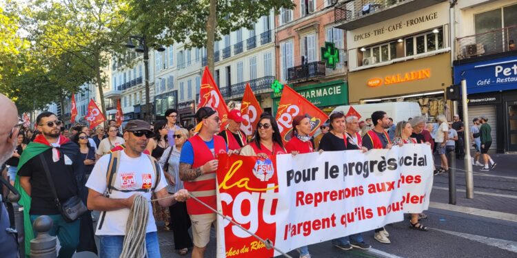 Manifestation Bloquons tout mercredi 10 septembre sur la Canebière à Marseille (Crédit JYD/Gomet')