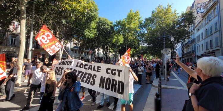 Manifestation Bloquons tout mercredi 10 septembre sur la Canebière à Marseille (Crédit JYD/Gomet')