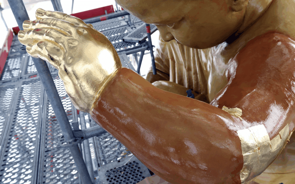 La statue de Notre Dame de la Garde en restauration (Crédit Diocèse de Marseille/DR)